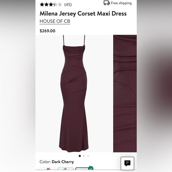 HOUSE OF CB - Milena Corset Dress - size medium - dark cherry - Picture 1 of 3